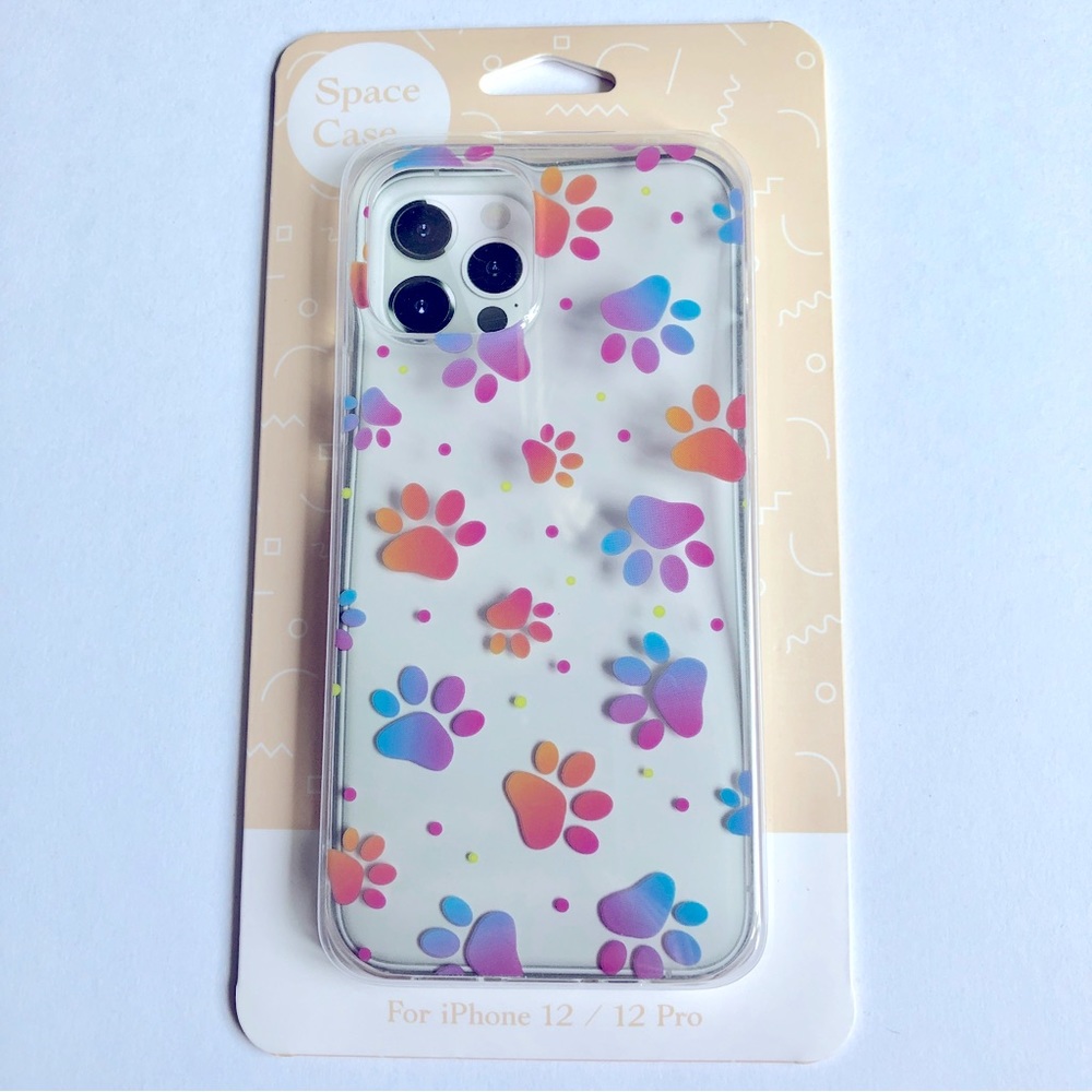 NEW SPACE CASE Clear Paw Prints Phone Case for iPhone 12 12 Pro